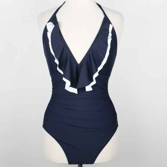 Tommy Hilfiger Other - Tommy Hilfiger Womens Size 4 Ruffle Front Halter One-Piece Swimsuit